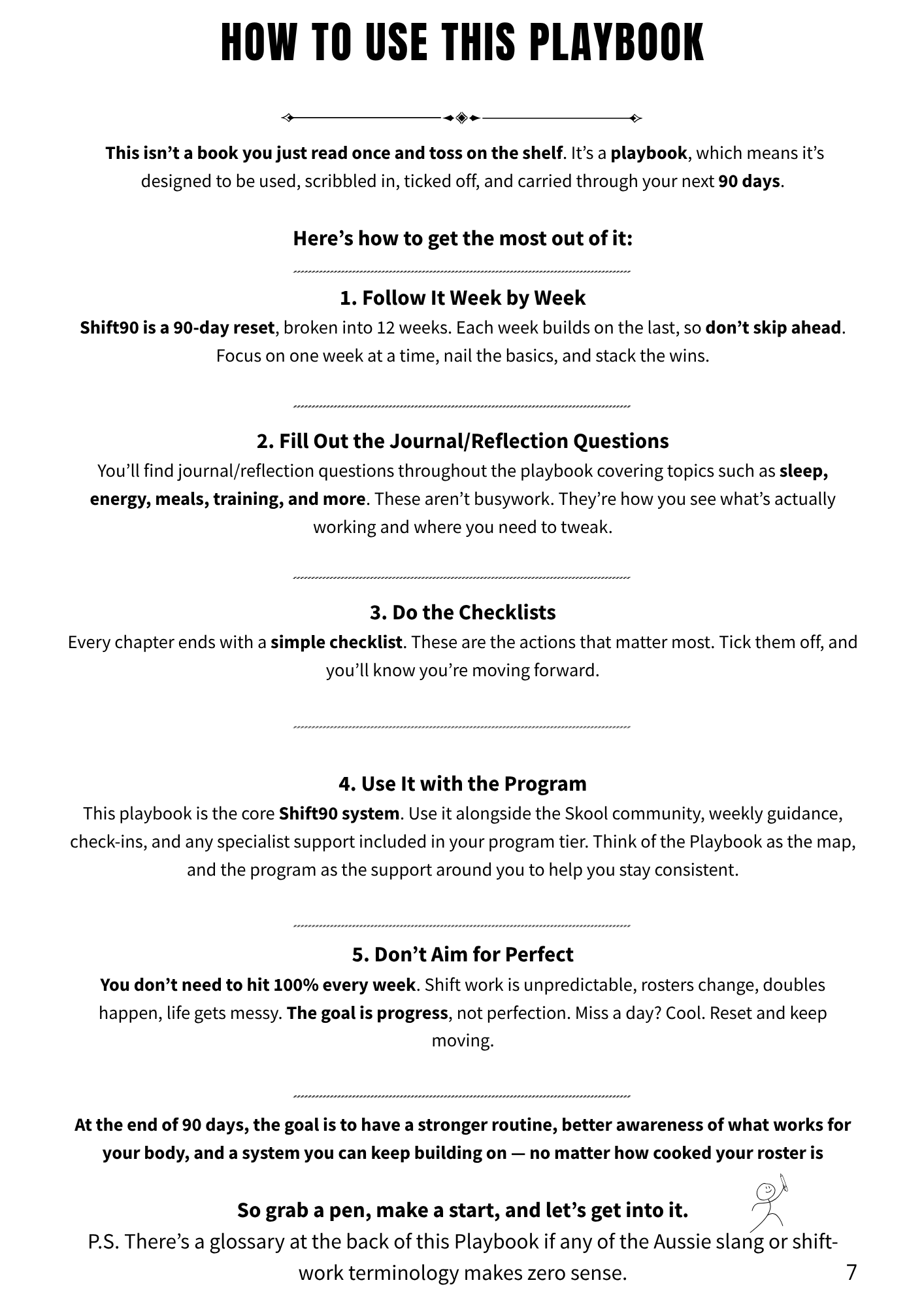 Shift90 Playbook how to use this book page